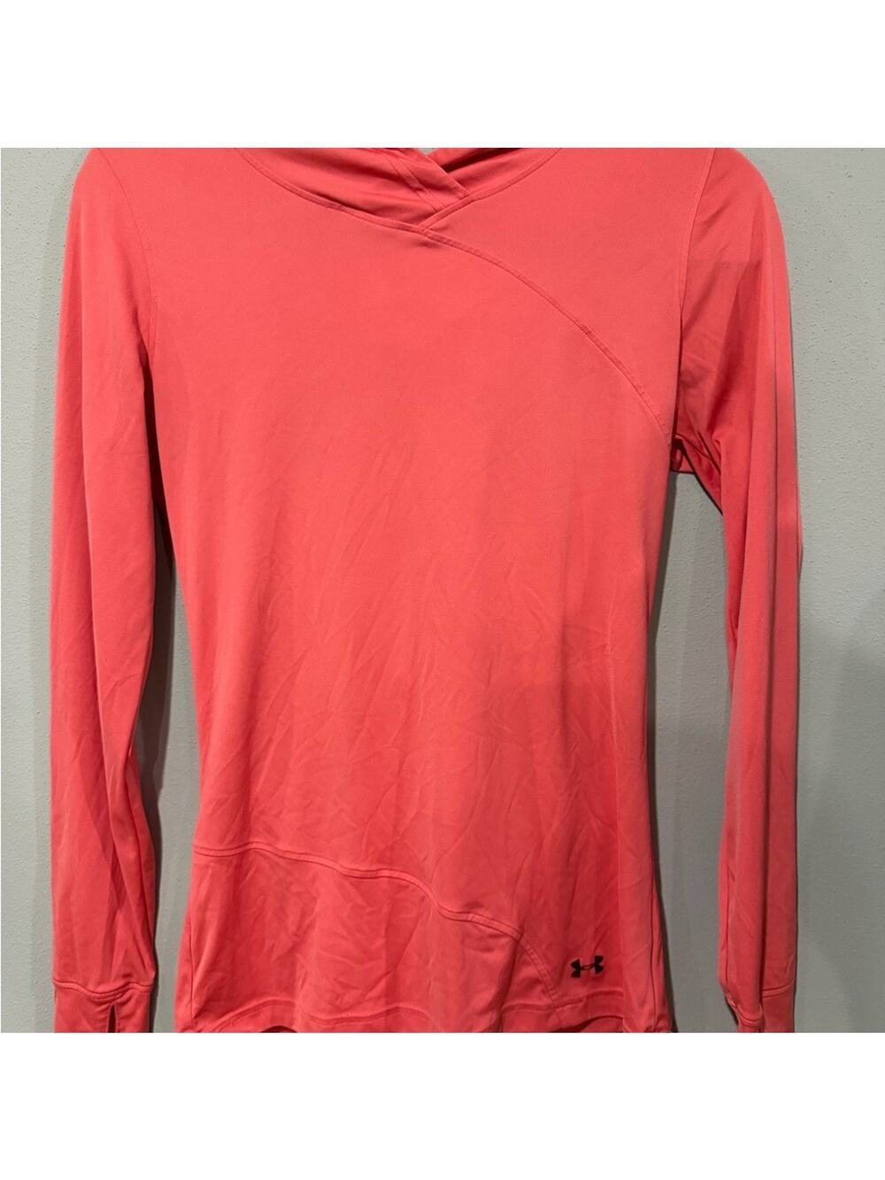 Under Armour UA HeatGear Fitted Running Hoodie Coral Pink Size MD